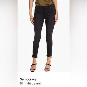 Democracy Women's Black Slim Fit AbTech Ankle Jeans denim Size 2 raw hem